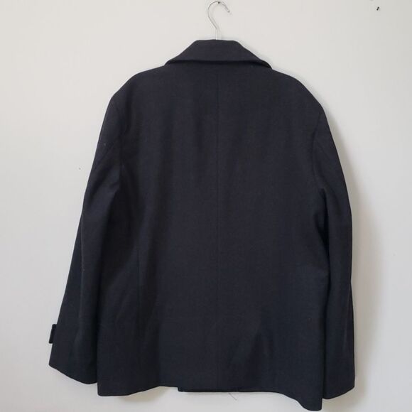 Claiborne Pea Coat Mens L Charcoal Gray Double Breasted Wool Blend Classic - Picture 3 of 10